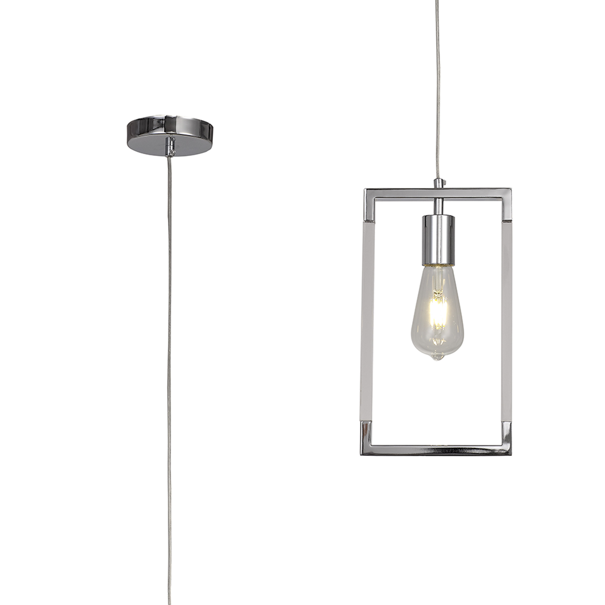 IL32780  Canto Single Rectangle Pendant 1 Light Polished Nickel